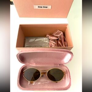 Miu Miu Gold Frame Sunglasses with Brown Lenses
